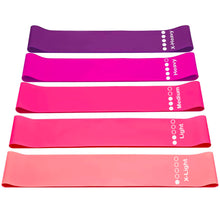 Load image into Gallery viewer, Resistance Bands - 5 Exercise Workout Levels for Home Gym Long Exercise Workout – Essential Fitness Equipment for Training, Yoga (Pink)