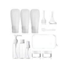 Load image into Gallery viewer, Travel Bottle Set - 11-Piece Portable Squeezable Bottles for Shampoo, Lotion, and Toiletries - Convenient Empty Kit for Stylish and Easy Travel (Clear)