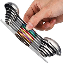 Load image into Gallery viewer, Set of 7 Stainless Steel Magnetic Measuring Spoons Set with Leveler (Multicolor)
