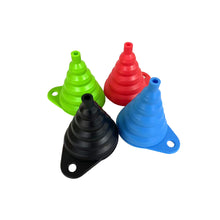 Load image into Gallery viewer, Set of 4 Silicone Collapsible Kitchen Funnel - X-Small to Large Sizes for Easy Liquid Transfer Food Grade Silicone Collapsible Gadgets (Green)