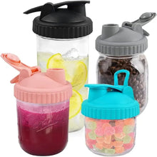 Load image into Gallery viewer, 2 Pack Wide Mouth Canning Lids with Flip-Top Seals for Mason Jars - Reusable, Leak-Proof and Ideal for Pouring Milk, Coffee, Lemonade and More (Jars not Included) - Black