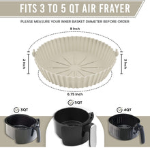Load image into Gallery viewer, 2-Piece Set of Air Fryer Silicone Liners for 3 to 5 QT Baskets | Small 6.7 inch - White