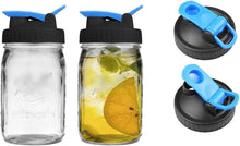 Load image into Gallery viewer, 2 Pack Wide Mouth Flip Cap Mason Jar Lids for Mason Jars - Airtight Sealing, Leak-Proof Design, and Convenient Pouring Spout (Jars Sold Separately) (Blue Black)