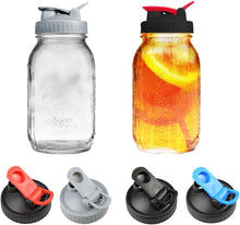 Load image into Gallery viewer, 4 Pack Regular Mouth Flip Cap Mason Jar Lids for Mason Jars - Airtight Sealing, Leak-Proof Design, and Convenient Pouring Spout (Jars Sold Separately) (Variety Pack)