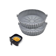 Load image into Gallery viewer, 2-Piece Set of Air Fryer Silicone Liners for 3 to 5 QT Baskets | Small 6.7 inch - Grey