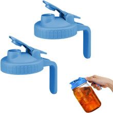 Load image into Gallery viewer, 2 Pack Wide Mouth Flip Cap Mason Jar Lids for Mason Jars - Airtight Flip Cap Design with Handle, Ensures Leak-Proof and Long-lasting Performance (Blue)