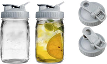 Load image into Gallery viewer, 2 Pack Wide Mouth Flip Cap Mason Jar Lids for Mason Jars - Airtight Sealing, Leak-Proof Design, and Convenient Pouring Spout (Jars Sold Separately) (Gray)