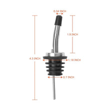 Load image into Gallery viewer, 12-Pack Premium Stainless Steel Classic Tapered Spout Bottle Pourers with Rubber Dust Caps