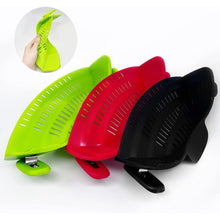Load image into Gallery viewer, Clip on Strainer Colander - Cooking Strainer with Silicone Grip (Red)
