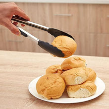 Load image into Gallery viewer, 2-Pack of 9" (Small) & 12" (Large) Kitchen Tongs Set: Non-Stick Silicone-Stainless Steel Cooking Tongs, BPA Free, Heat Resistant (480°F) - Non-Slip Grip & Locking Metal Food Tongs (Grey)