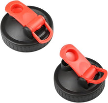Load image into Gallery viewer, 2 Pack Regular Mouth Flip Cap Mason Jar Lids for Mason Jars - Airtight Sealing, Leak-Proof Design, and Convenient Pouring Spout (Jars Sold Separately) (Red Black)
