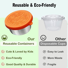 Load image into Gallery viewer, Pack of 6 Salad Dressing Container To Go: Small Condiment Containers with Lids, Reusable Stainless Steel Sauce Cups, Leakproof Silicone Lids for Bento Box, Picnic and Travel (Multi Color - 1.69oz)