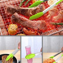 Load image into Gallery viewer, 2-Pack of 9" (Small) & 12" (Large) Kitchen Tongs Set: Non-Stick Silicone-Stainless Steel Cooking Tongs, BPA Free, Heat Resistant (480°F) - Non-Slip Grip & Locking Metal Food Tongs (Green)