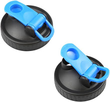 Load image into Gallery viewer, 2 Pack Wide Mouth Flip Cap Mason Jar Lids for Mason Jars - Airtight Sealing, Leak-Proof Design, and Convenient Pouring Spout (Jars Sold Separately) (Blue Black)