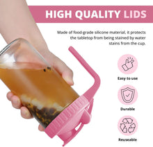 Load image into Gallery viewer, 2 Pack Wide Mouth Flip Cap Mason Jar Lids for Mason Jars - Airtight Flip Cap Design with Handle, Ensures Leak-Proof and Long-lasting Performance (Pink)