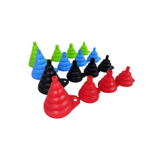 Load image into Gallery viewer, Set of 4 Silicone Collapsible Kitchen Funnel - X-Small to Large Sizes for Easy Liquid Transfer Food Grade Silicone Collapsible Gadgets (Blue)