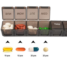 Load image into Gallery viewer, 2-Pack Large Weekly Pill Organizer Set (Black + White)