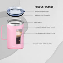 Load image into Gallery viewer, Insulated Coffee Mug with Handle and Sliding Lid (Pink)