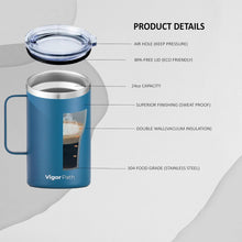 Load image into Gallery viewer, Insulated Coffee Mug with Handle and Sliding Lid (Dark Blue)