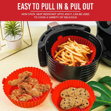 Load image into Gallery viewer, 2-Piece Set of Air Fryer Silicone Liners for 3 to 5 QT Baskets | Small 6.7 inch - Red