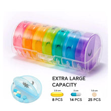 Load image into Gallery viewer, 7-Day Pill Organizer with Two Compartments Per Day (All Black)
