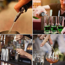 Load image into Gallery viewer, 12-Pack Premium Stainless Steel Classic Tapered Spout Bottle Pourers with Rubber Dust Caps