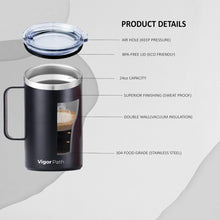 Load image into Gallery viewer, Insulated Coffee Mug with Handle and Sliding Lid (Black)