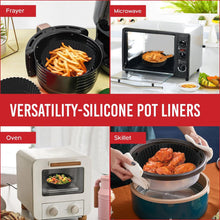 Load image into Gallery viewer, 2-Piece Set of Air Fryer Silicone Liners for 3 to 5 QT Baskets | Large 7.9 inch - Black