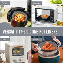 Load image into Gallery viewer, 2-Piece Set of Air Fryer Silicone Liners for 3 to 5 QT Baskets | Small 6.7 inch - Grey