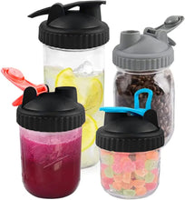 Load image into Gallery viewer, 2 Pack Regular Mouth Flip Cap Mason Jar Lids for Mason Jars - Airtight Sealing, Leak-Proof Design, and Convenient Pouring Spout (Jars Sold Separately) (Black)