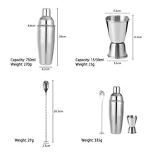 Load image into Gallery viewer, Cocktail Shaker Bar Set - Professional Margarita Mixer with Measuring Jigger & Mixing Spoon - 750ml / 25oz