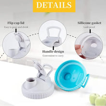 Load image into Gallery viewer, 2 Pack Wide Mouth Canning Lids with Flip-Top Seals for Mason Jars - Reusable, Leak-Proof and Ideal for Pouring Milk, Coffee, Lemonade and More (Jars not Included) - Grey
