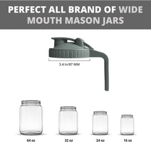 Load image into Gallery viewer, 2 Pack Wide Mouth Flip Cap Mason Jar Lids for Mason Jars - Airtight Flip Cap Design with Handle, Ensures Leak-Proof and Long-lasting Performance (Gray)