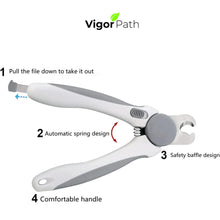 Load image into Gallery viewer, Pet Nail Clipper - Pet Grooming Tool for Nail Clipping and Trimming - plus a Bonus Free Nail File (Gray)