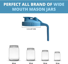 Load image into Gallery viewer, 2 Pack Wide Mouth Flip Cap Mason Jar Lids for Mason Jars - Airtight Flip Cap Design with Handle, Ensures Leak-Proof and Long-lasting Performance (Blue)