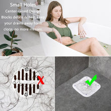 Load image into Gallery viewer, Shower Drain Hair Catcher - 6.57x5.98- inch Square Drain with Suction Cups - 2 Pack (White)