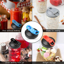 Load image into Gallery viewer, 2 Pack Regular Mouth Flip Cap Mason Jar Lids for Mason Jars - Airtight Sealing, Leak-Proof Design, and Convenient Pouring Spout (Jars Sold Separately) (Red Black)