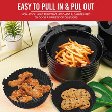 Load image into Gallery viewer, 2-Piece Set of Air Fryer Silicone Liners for 3 to 5 QT Baskets | Small 6.7 inch - Black