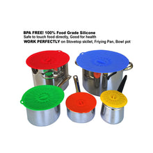 Load image into Gallery viewer, Set of 5 Silicone Lids - Includes 5 Sizes(XS, S, M, L, XL) BPA-Free (Multi-Color)