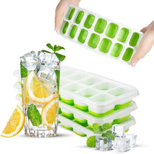 Load image into Gallery viewer, 4 Pack Silicone stackable Ice Cube Trays - (White+Green)