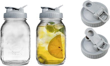 Load image into Gallery viewer, 2 Pack Regular Mouth Flip Cap Mason Jar Lids for Mason Jars - Airtight Sealing, Leak-Proof Design, and Convenient Pouring Spout (Jars Sold Separately) (Gray)