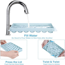 Load image into Gallery viewer, Round Ice Cube Trays for Freezer - Includes 2 Ice Trays with Storage Ice Bucket, & Scoop (Blue)