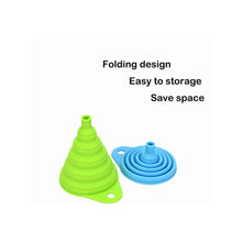 Load image into Gallery viewer, Set of 4 Silicone Collapsible Kitchen Funnel - X-Small to Large Sizes for Easy Liquid Transfer Food Grade Silicone Collapsible Gadgets (Green)