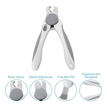 Load image into Gallery viewer, Pet Nail Clipper - Pet Grooming Tool for Nail Clipping and Trimming - plus a Bonus Free Nail File (Gray)