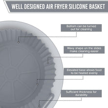 Load image into Gallery viewer, 2-Piece Set of Air Fryer Silicone Liners for 3 to 5 QT Baskets | Large 7.9 inch - Grey