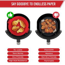 Load image into Gallery viewer, 2-Piece Set of Air Fryer Silicone Liners for 3 to 5 QT Baskets | Large 7.9 inch - Red