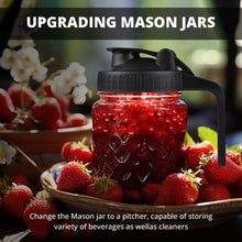 Load image into Gallery viewer, 2 Pack Wide Mouth Flip Cap Mason Jar Lids for Mason Jars - Airtight Flip Cap Design with Handle, Ensures Leak-Proof and Long-lasting Performance (Black)