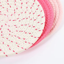 Load image into Gallery viewer, 100% Cotton Thread Weave Potholders and Trivets - Stylish Coasters, Hot Pads, Hot Mats, Spoon Rest (Set of 3) - Pink