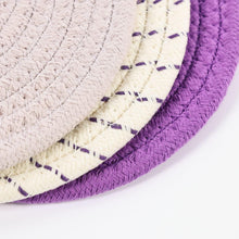 Load image into Gallery viewer, 100% Cotton Thread Weave Potholders and Trivets - Stylish Coasters, Hot Pads, Hot Mats, Spoon Rest (Set of 3) - Purple