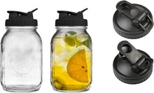 Load image into Gallery viewer, 2 Pack Regular Mouth Flip Cap Mason Jar Lids for Mason Jars - Airtight Sealing, Leak-Proof Design, and Convenient Pouring Spout (Jars Sold Separately) (Black)